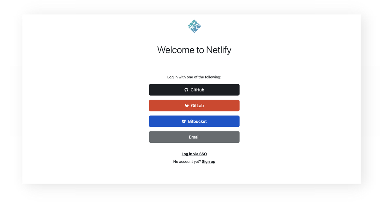 Register or log in to Netlify.